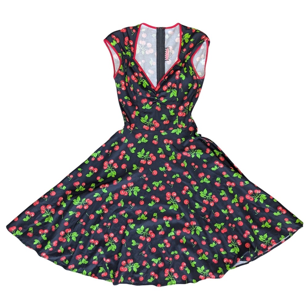 Pinup Couture XS Black Cherry Retro Rockabilly A Line Swing Dress